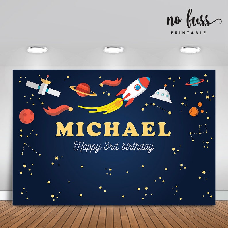 Space Backdrop Party Banner Poster Signage - Etsy