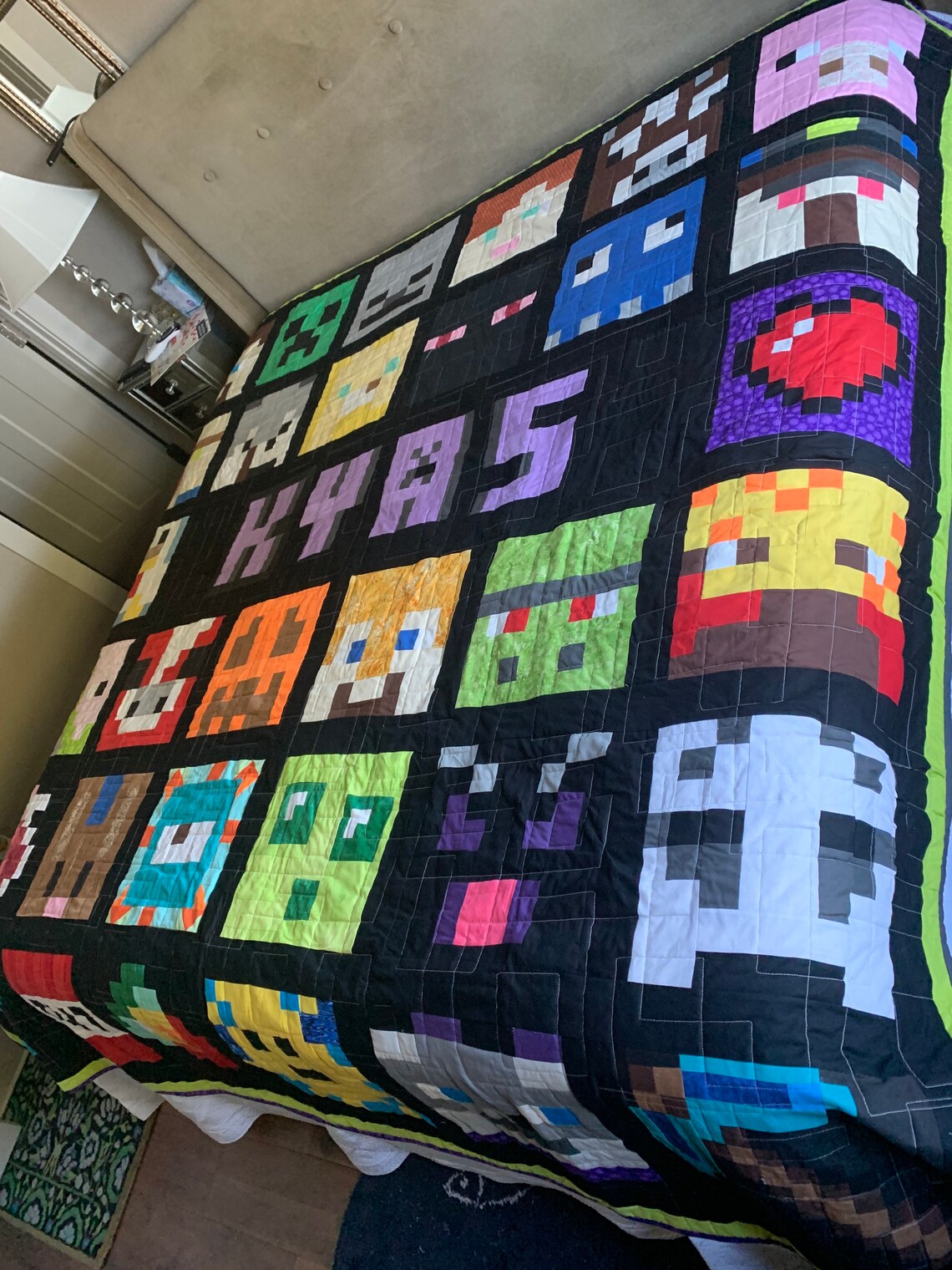 Handmade Minecraft quilt custom order 90x92 Etsy