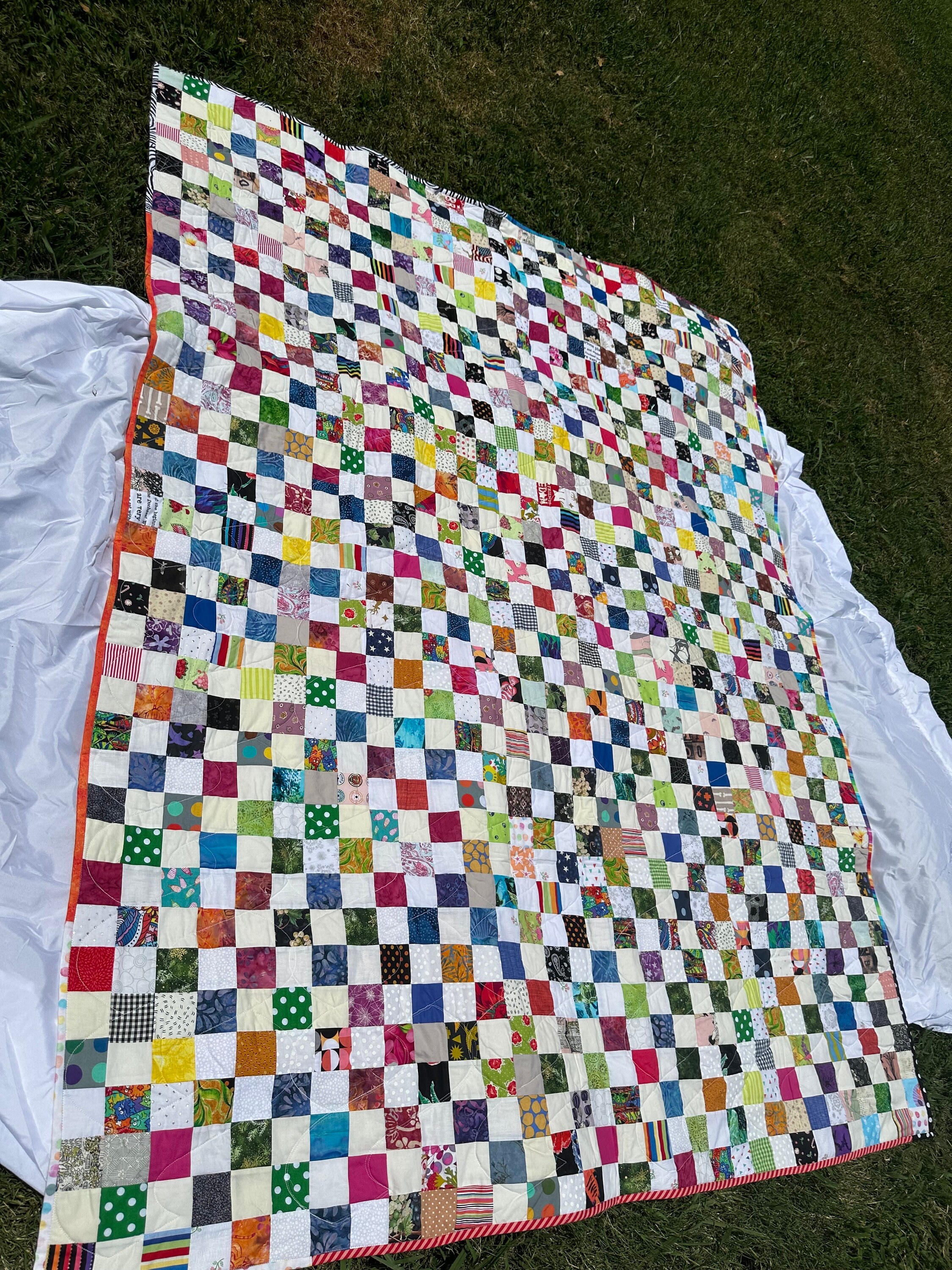 Handmade Scrappy Block Quilt Multi Colored 63”x79” - Etsy