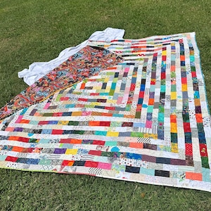 Scappy Potato Chip Block Quilt Multi Colored 80.5”x85” - Etsy