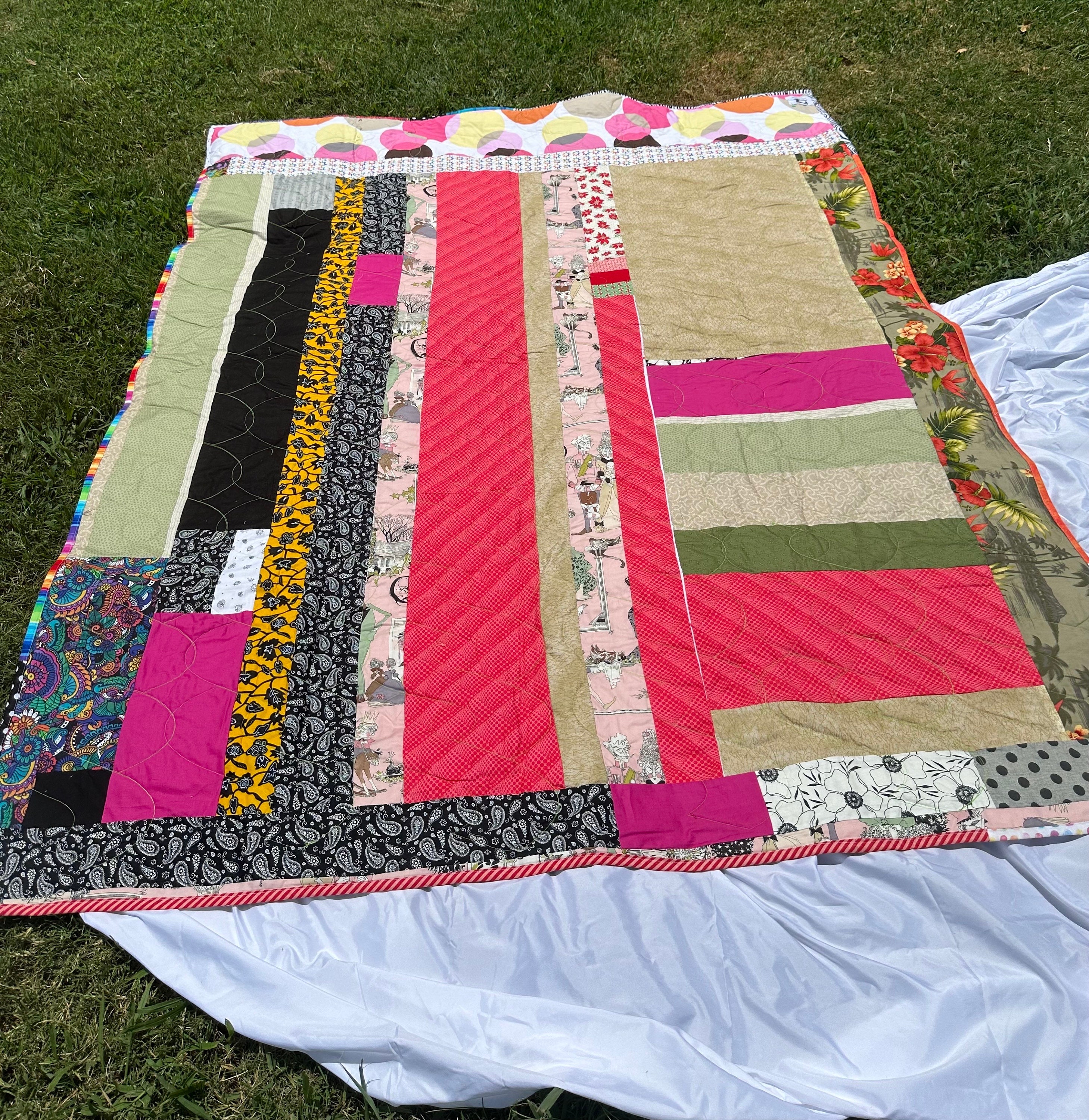 Handmade Scrappy Block Quilt Multi Colored 63”x79” - Etsy