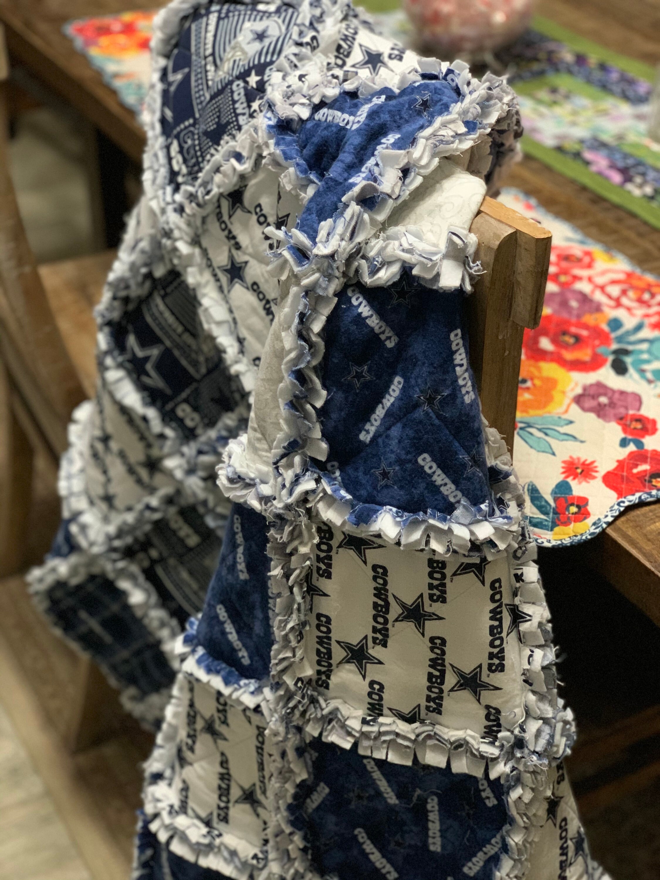 Dallas Cowboys Rag Quilt 50x58 Small Lap or Baby Size Cotton/ Etsy