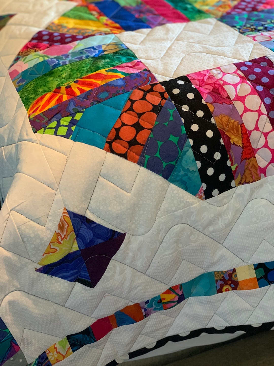 Handmade Scrappy Circle Kaffe Fassett’s Quilt 88x88 Bright Multi ...