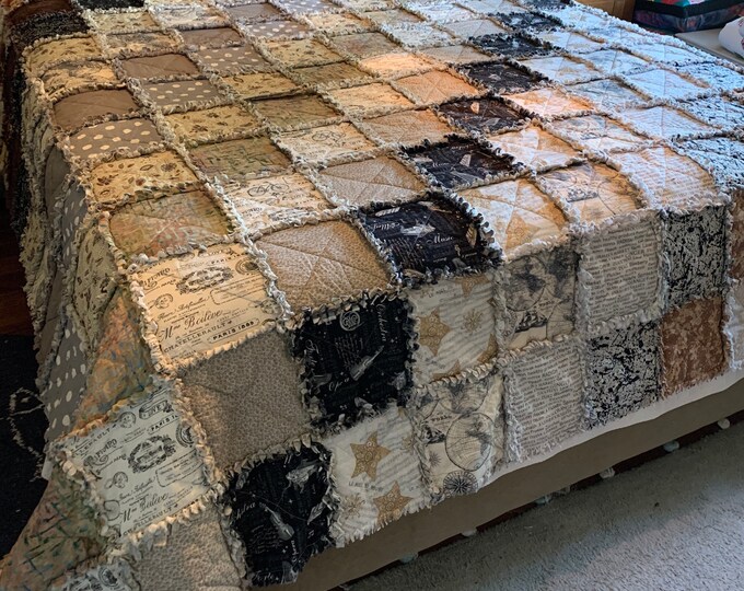 King Size Rag Quilt 96x112 Rag Quiltwedging Gift Neutral Etsy