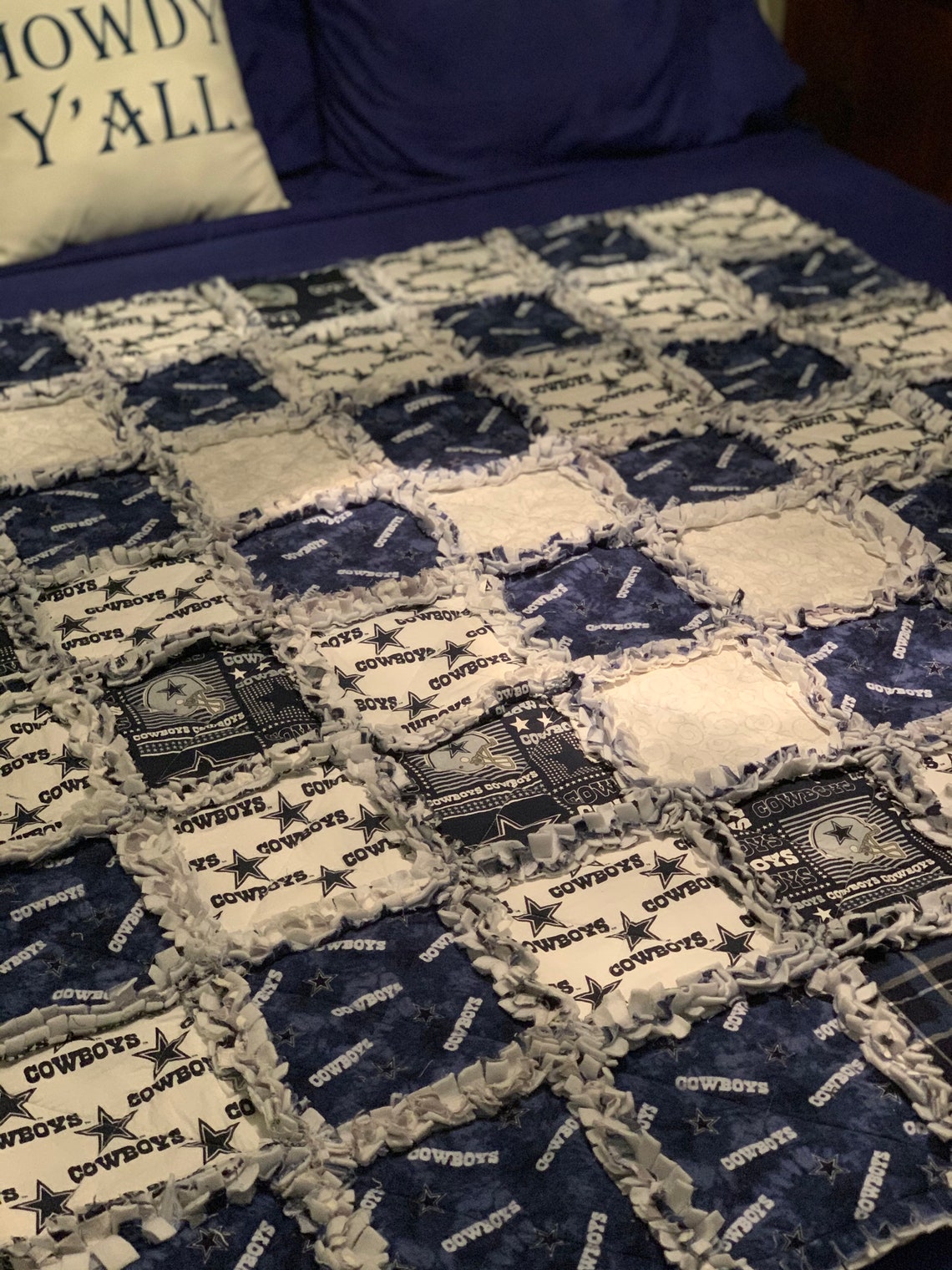 Dallas Cowboys Rag Quilt 50x58 Small Lap or Baby Size Cotton/ Etsy