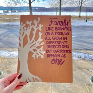 Family Like Branches on a Tree, We All Grow in Different Directions but Our Roots Remain as One Canvas; Family Quote Canvas; Family Tree