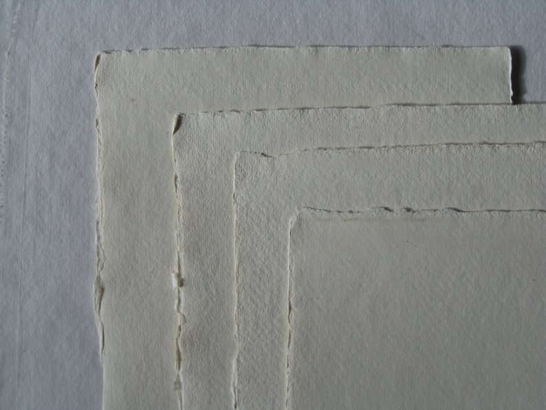 Aquarellpapier A4/A5 handgeschöpftes Büttenpapier 10 Bogen/Set naturweiß oder soft-vanille 200g BaumwollLinters handmade watercolor paper Bild 2