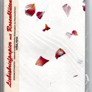 paperfreak: Rose Blossom Paper > Love Letter Paper < A4 fatto a mano, 40 fogli di carta fatta a mano alesata, carta a fiori reali su 1 lato