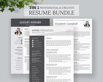 Resume Templates / CV Templates, Professional Resume Templates, Simple CV Templates, Word Resume, 1, 2, 3 Page Resume, Instant Download