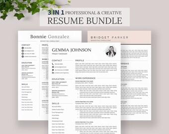 Modern Resume / CV Templates Word, Professional CV Templates, Creative Resume Templates, Teacher Resume, 1, 2, 3 Page, Instant Download