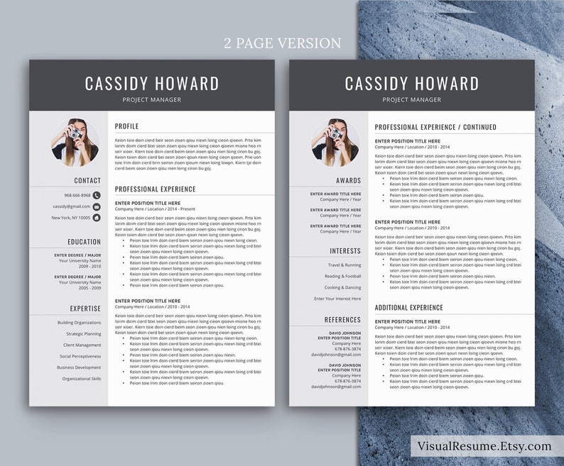 Professional Resume Template for MS Word Creative CV - Etsy Australia