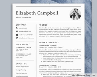 Professional Resume Template / CV Template for Word, Cover Letter, Modern Resume, Creative Resume with Photo, 3 Page Pack, Instant Download