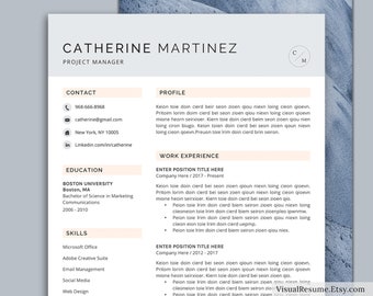 Resume Template for MS Word, CV Template, Modern Resume, Creative and Professional Resume Design, 1-3 Page Resume, Instant Download