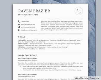 Professional Resume Template, Cover Letter, CV Template, Simple & Clean Resume, Functional Resume, MS Word Resume, Instant Download