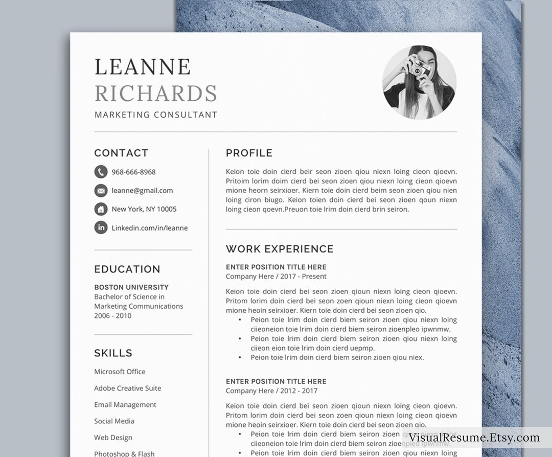 Simple Resume Template Office Word Resume Clean CV Template - Etsy