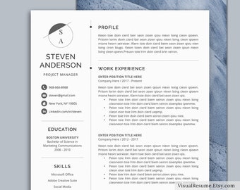 Professional Resume Template for Word, Cover Letter, Minimalist Resume, Teacher Resume, 1, 2, 3 Page Resume, Instant Download