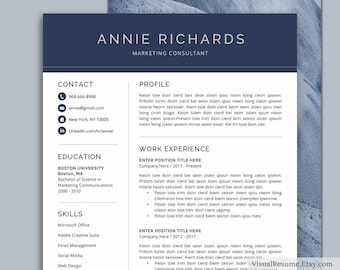 Simple Resume Template Word, Modern CV Template, Cover Letter, Professional Resume, One Page, Two Page, Three Page Resume, Instant Download