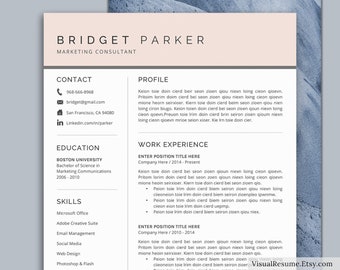 Editable Modern Resume Template, Simple CV Template, Professional and Creative Resume, Word Resume, 1-3 Page Resume, Instant Download