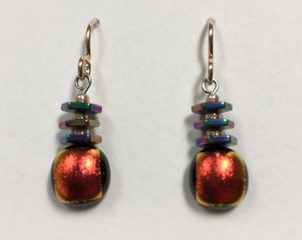 Dichroic Glass Pierced Earrings
