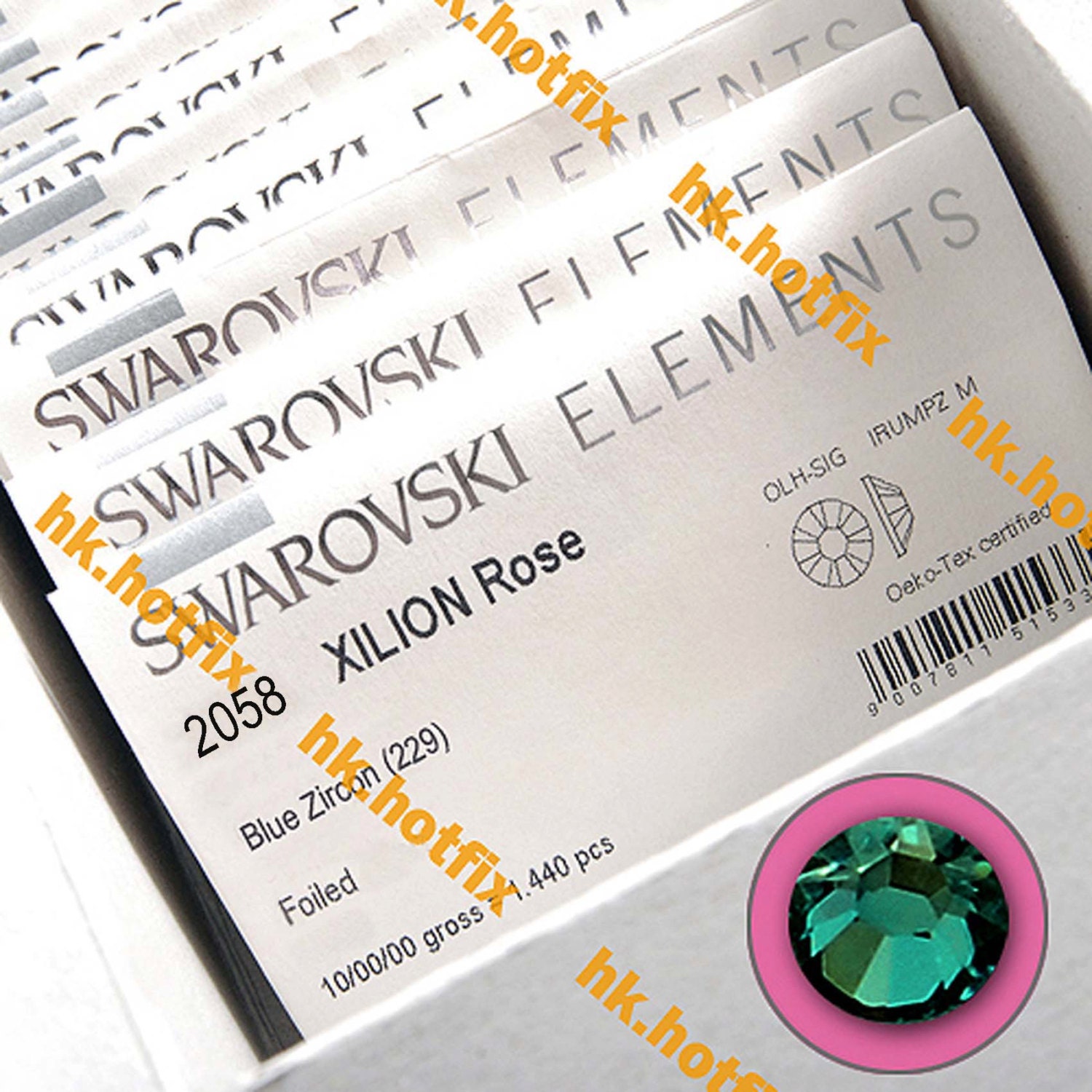スワロフスキークリスタル Swarovski Elements Blue Zircon (229) Flat Back Crystal