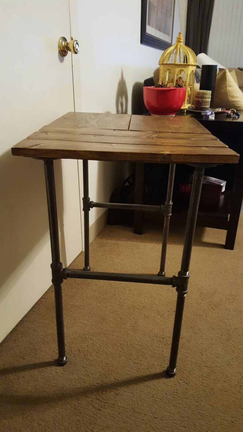 Repurposed Wooden End table with Piping Legs Etsy