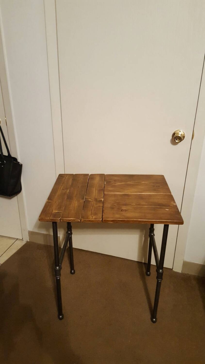 Repurposed Wooden End table with Piping Legs Etsy