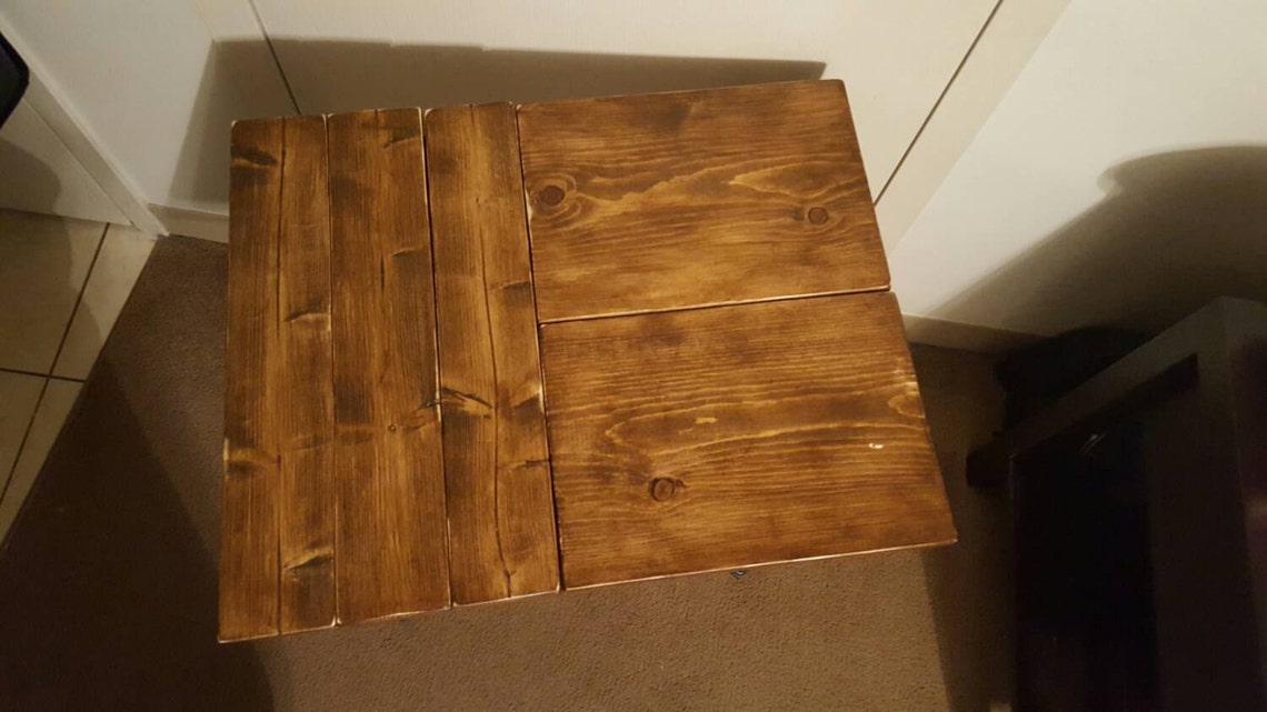 Repurposed Wooden End table with Piping Legs Etsy