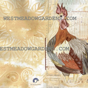 Chicken Mixed Media Art Papers: Collage, Scrapbooking (Digital Download)