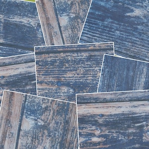 Download digitale Carta con venature del legno Documenti con supporti misti Pagine collage Diario Pagine di scrapbooking Documenti per artisti carta di legno blu