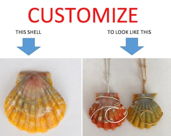 CUSTOMIZE An Ocean Wave Wire Wrapped Sunrise Shell Necklace; 14k Gold Filled; Sterling Silver