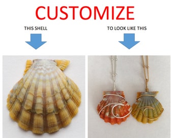 CUSTOMIZE An Ocean Wave Wire Wrapped Sunrise Shell Necklace; 14k Gold Filled; Sterling Silver