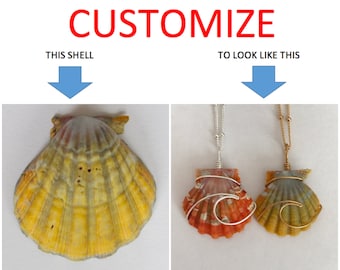 CUSTOMIZE An Ocean Wave Wire Wrapped Sunrise Shell Necklace; 14k Gold Filled; Sterling Silver