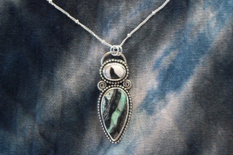 White Buffalo Turquoise and Mystic Sage Necklace Pendant