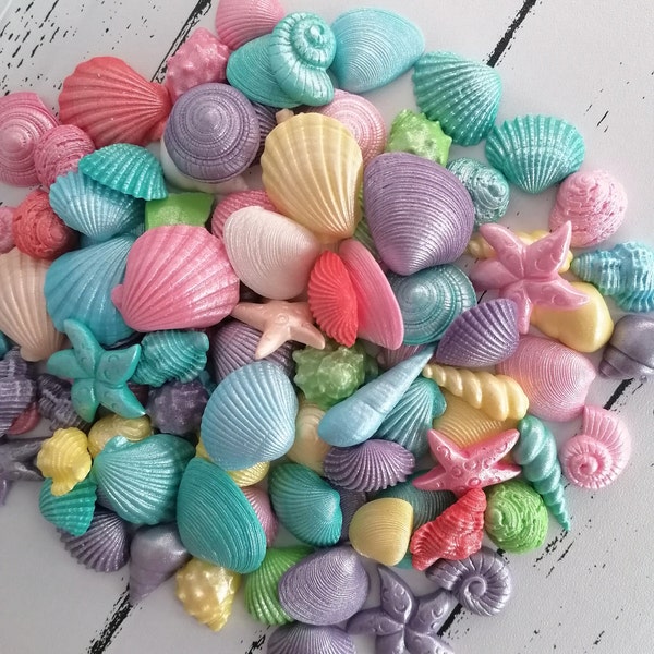 Edible Sugar Icing Sea Shells Shimmer Beach Cupcake Toppers Cake Mermaid