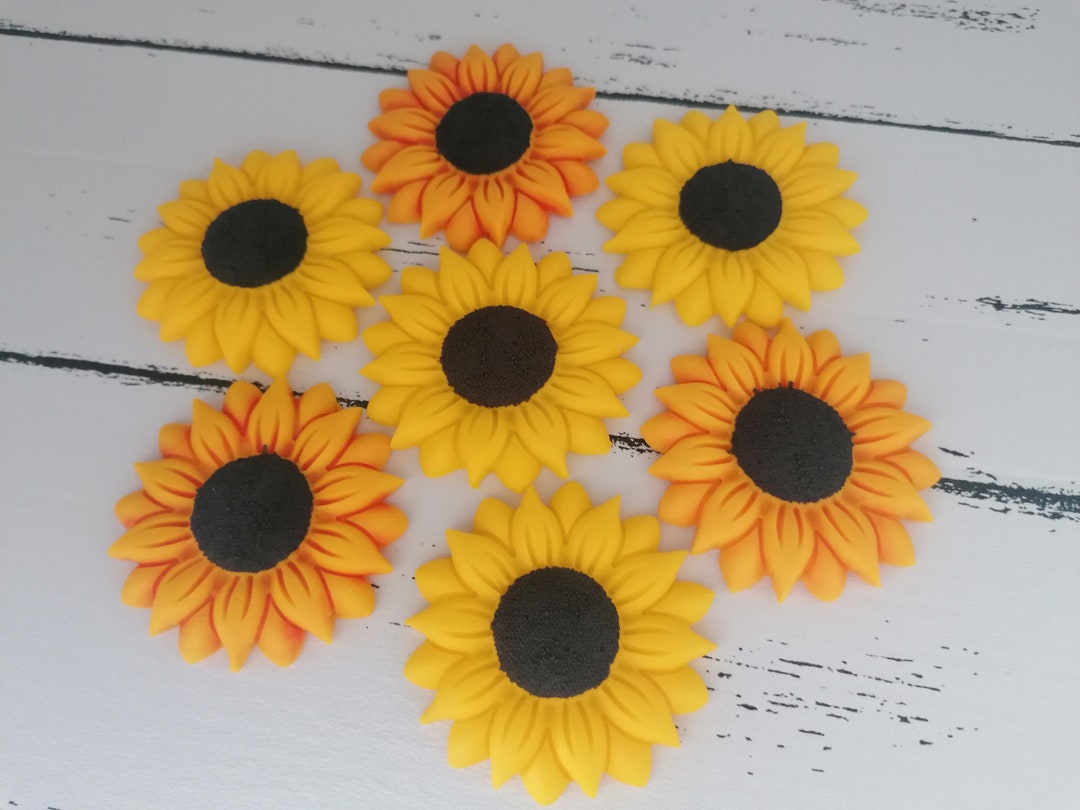 Sunflower Edible Icing Fondant Flowers, Easter Birthday, Retirement