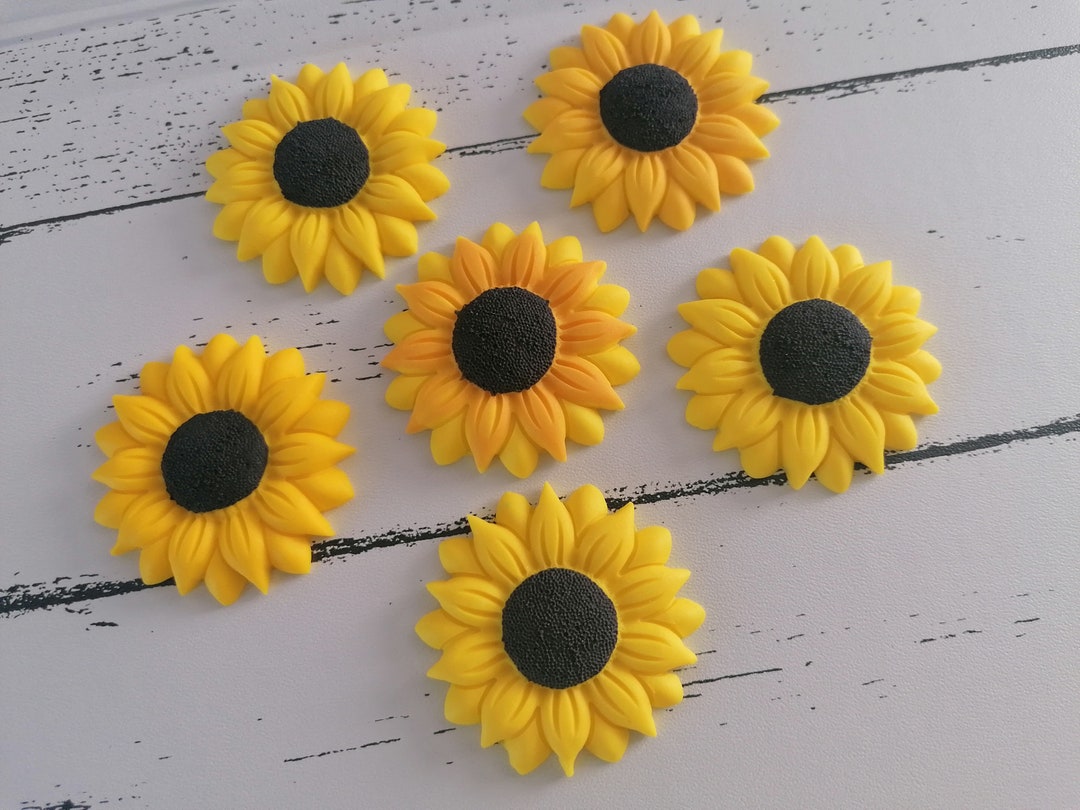 Sunflower Edible Icing Fondant Flowers Easter Birthday Etsy UK