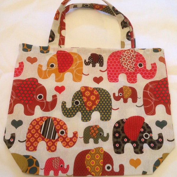 Elephant / Beach Hut/ Cat and Floral Shopping Bag