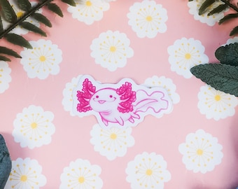 STICKER Cute pink axolotl