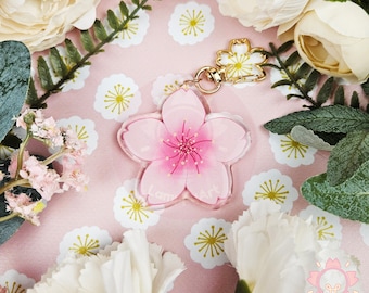 KEYCHAIN CHARM Sakura flower glitter