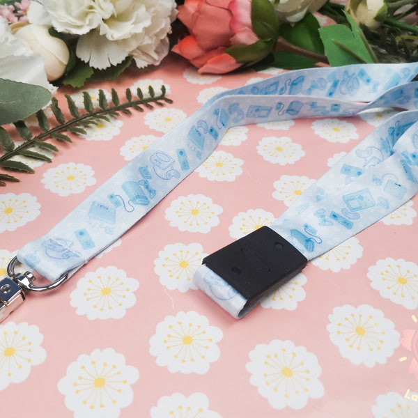 LANYARD Pastel Retro Gaming Bluewith safety lock