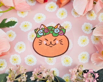 EMBROIDED PATCH Sew-On Flower Crown Cat cute