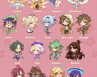 HOLO STICKER Genshin Impact chibi series Dehya Wanderer Heizou Kaveh Paimon Part 1