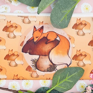 CANVAS BAG Fox on a mushroom pencil case makeup bag