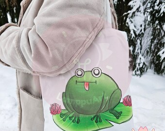 CANVAS TOTE BAG Cute frog durable