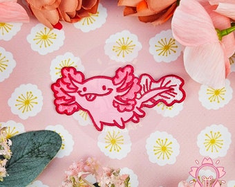 EMBROIDED PATCH Sew On Cute Axolotl
