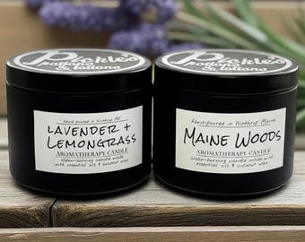 Vela de viaje de cera de coco: perfumada con aceite esencial, vertida a mano en Maine