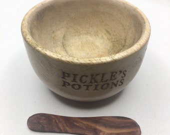 Handcrafted wooden mask bowl with spoonmoisturizer
