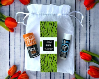 Luxury Skin Care Gift Set | gift bag | Facial serum, eye balm, tinted lip balm | Gift for her | Bridesmaid |Birthday | Stocking | gift