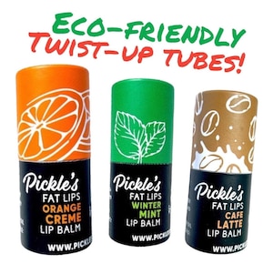Fat Lips Lip Balm with Organic Lard| Handmade Natural Lip Care | Wintermint, Orange Creme, Cafe Latte (0.23oz Tube)