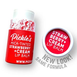 Strawberry Lip Balm Pink Tint: Eco Cardboard Tube, Hydrating, Handmade